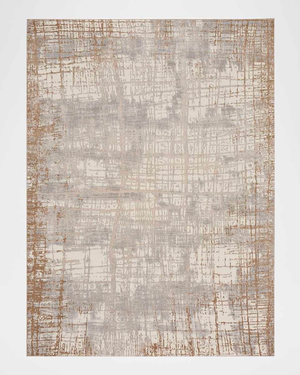 Rush Ivory/Blue Power-Loomed Rug, 9' x 12'